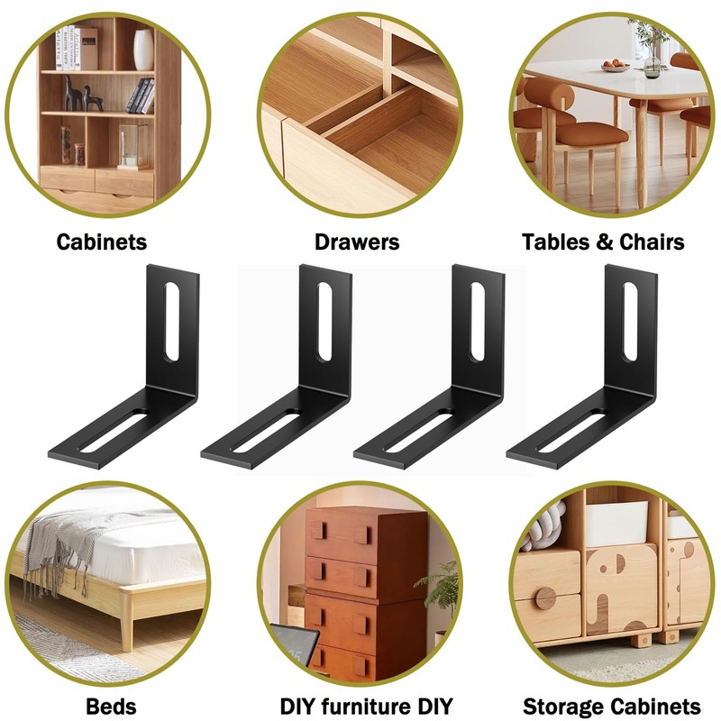 Pack of 16 Angle Connectors, Black, Metal Angle 90 Degrees,