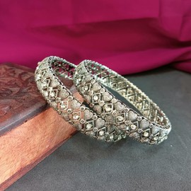 Efulgenz Indian Oxidized Bangle Bracelet Set for Women Boho Bangle Set Indian Oxidized Jewelry Antique Bangle Set Crystal Bangles Fashion Statement Jewelry for Women