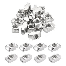 sourcing map 100Pcs M8 T Nut Sliding T Slot Nut Fastener Carbon Steel Nickel Plated Half Round Roll in Sliding Aluminum Profile Accessories for Groove width 10mm 4040 Series