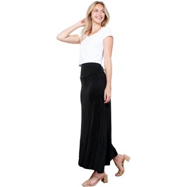 Azules Women'S Rayon Span Maxi Skirt - Black,X-Large