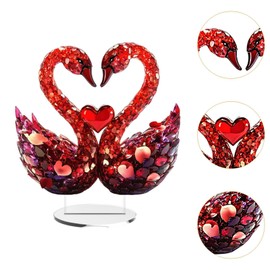 GaotKeut Romantic Love Swan Ornament Acrylic Tabletop Decor,2D Flat,Decorative Artwork,Centerpiece Table Decoration for Hotel Indoor