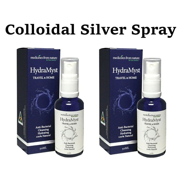 2 x 50ml Medicines From Nature HydraMyst Anti-Bacterial Colloidal Silver Spray