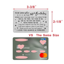 DEGASKEN Mom 60th Birthday Card - 60th Birthday Decorations Women - Engraved Wallet Card, 60th Birthday Gifts for Mom