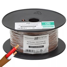 18/2 Thermostat Doorbell HVAC Heating Control Cable Wire, 18 AWG 2 Conductors100% Solid Copper Conductors CL3R/FT4/CMR Riser-Rated, UV Resistant RoHS for Low Voltage Applications Use