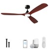 60 Inch Ceiling Fan with Lights, Solid Wood Blades Smart