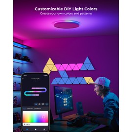 Matane Smart LED Ceiling Light WiFi, RGB Ceiling Light Fixture, 12IN Flush Mount Light Fixture, 16 Million DIY Colors, Works with Alexa Google Home, 3000K-6500K Ceiling Lights for Bedroom, Living Room