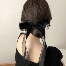 Velour Ribbon Ribbon Hair Rubber Velour Long Ribbon Hair Accessory Velvet, Stylish, Cute, Ponytail, Hair Clip, Tie, Rubber, For Adults, Weddings, Kids, Hair Clips, Tie Hair, School Ceremonies
