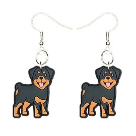 Rottweiler Earrings Hypoallergenic Silver Plated Fishhooks Yazzle Dazzle Original Artwork Woof Bark Puppy Dog
