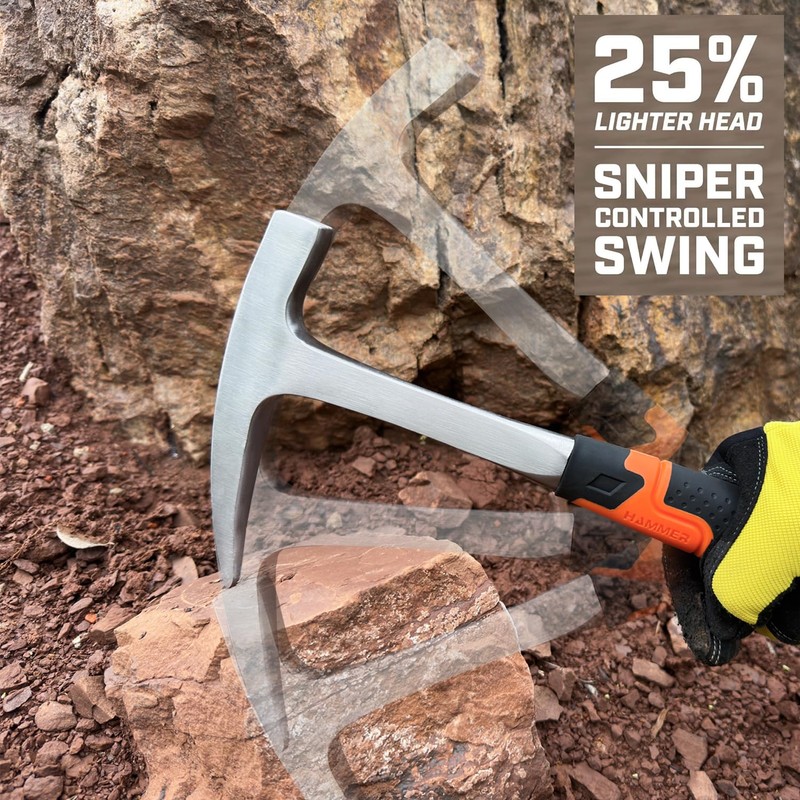 Rock Pick Hammer-31oz Geology Hammer with Ergonomic Handle – Stone
