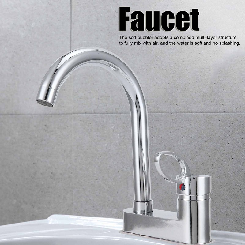 G1/2 Bathroom Basin Faucet Hot and Cold Water Mixer Dual‑Hole