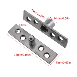 Guifeng 2PCS Stainless Steel Swivel Hinge 75x17mm 360 Degree Stainless Steel Hidden Hinge Door Pivot Hinge Upper and Lower Shaft with Screws for Hidden Door Living Room Door Cabinet Bookcase