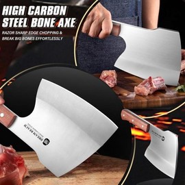 Dream Reach Heavy Duty Meat Cleaver Knife, Stainless Steel Hand Forged Butcher Knife for Bone Cutting, Kitchen BBQ, Christmas Gifts