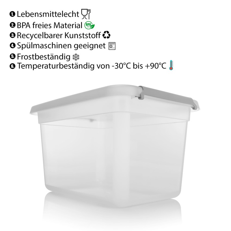 BigDean Pack of 4 15 L Storage Boxes with Lid,
