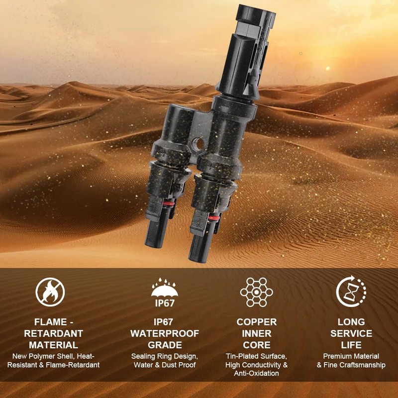 URAQT Solar Panel Connector, 1 Pair 2 to 1 T