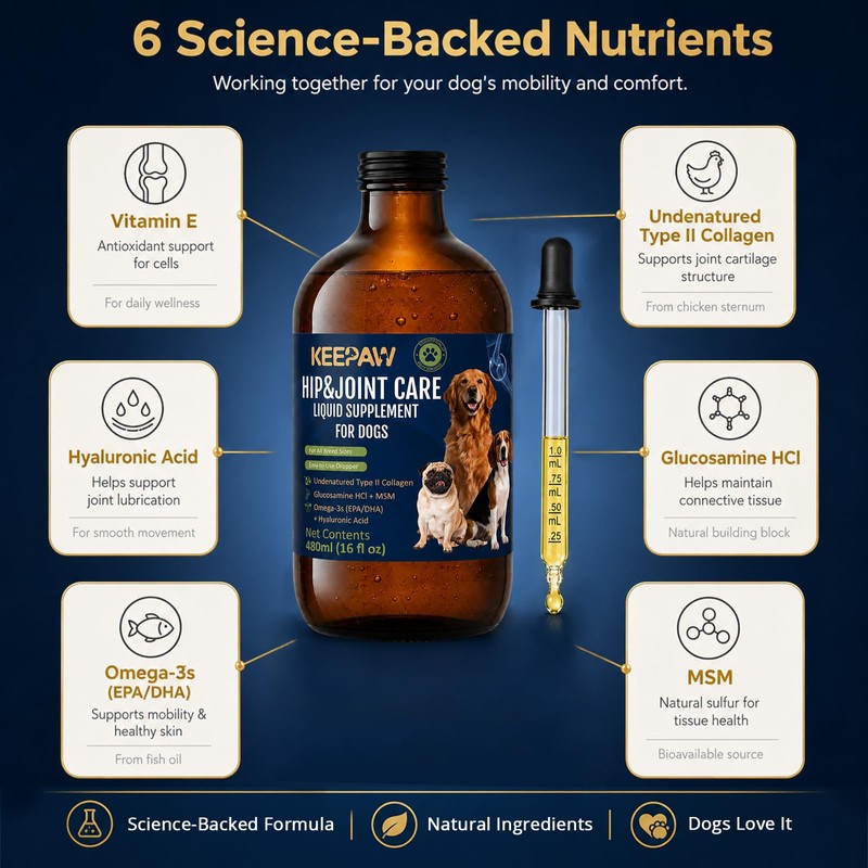 KEEPAW Liquid Hip & Joint Supplement for Senior Dogs 16