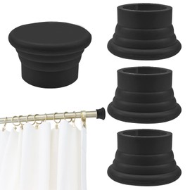 Qusmeiyici 4 PACK Window Curtain Rod Cap, White Plastic Curtain Pole End Plug Caps, Curtain Rod Ends Decorative Cap for 28mm/ 1.13inch Diameter Curtain Rods(Black)