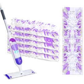 Disposable Power Mop Pads Refills for PowerMop，Multi-Surface Mopping Pad Refills for Floor Cleaning (White & Purple, 5 Pack)