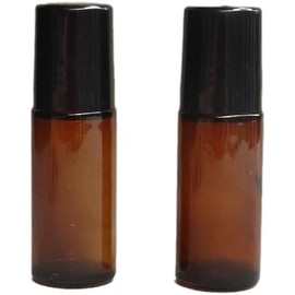 Zhuluck 2Pcs Brown Glass Essential Oil Roller Bottles - Refillable Roll On Bottles for Fragrance, Empty Deodorant Containers Refillable Cosmetic Roller Bottles (50ml)