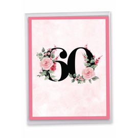 NobleWorks Jumbo 60th Milestone Birthday Greeting Card 8.5 x 11 Inch with Envelope (1 Pack) Big, Jumbo Floral Age 60 J8257MBG