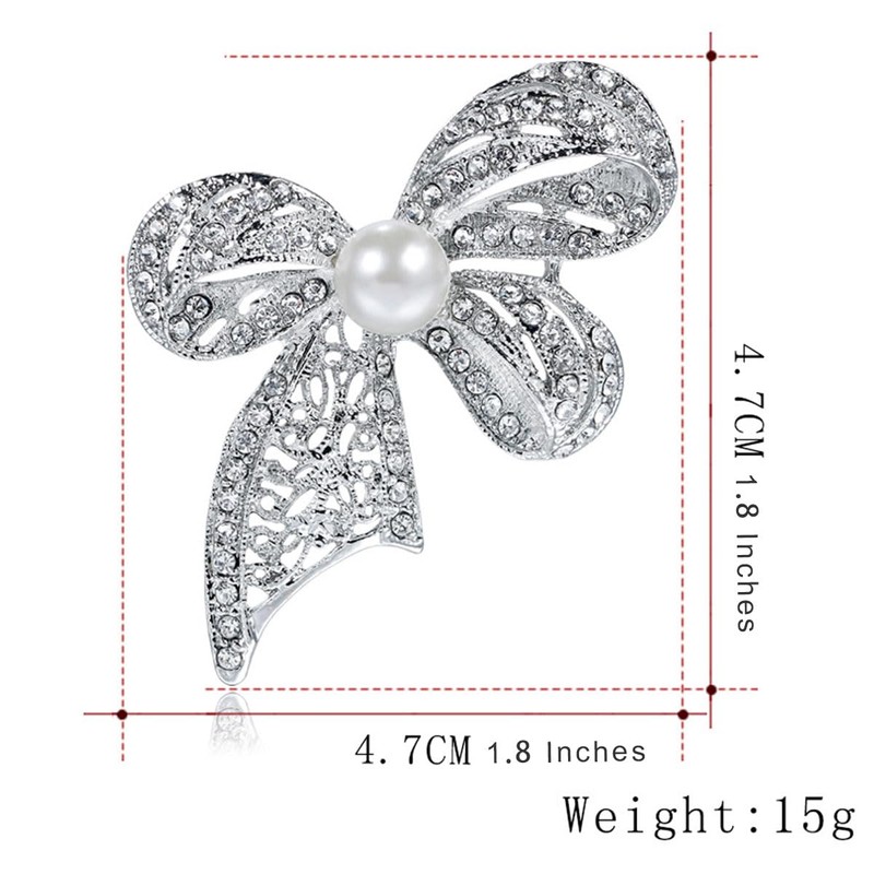 FAIRYGATE Crystal Brooch Rhinestone Bow Brooches Pins Dress Elegant Anti