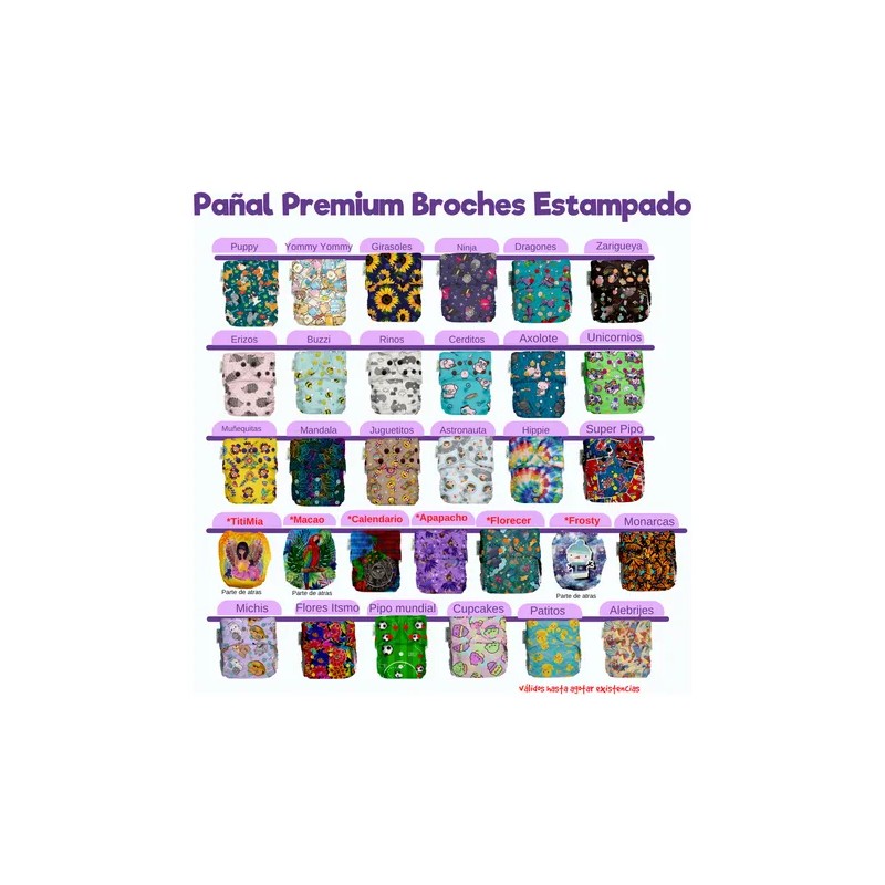 Pañales Ecológicos De Tela Ecopipo 6 Pack Estampados Broches