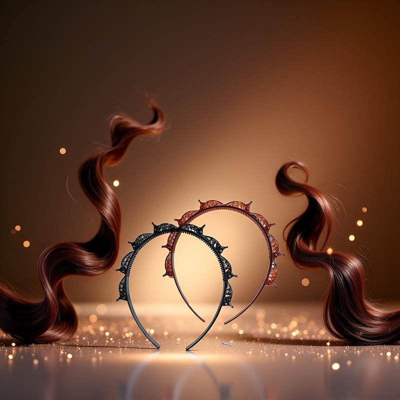 2Pcs Black and Brown Double Bangs Hairstyle Hairpin Headband With