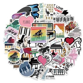 Piano Stickers |50 Pcs Piano Music Waterproof Vinyl Decals for Water Bottles Bicycle Laptop Refrigerator Luggage Computer Mobile Phone Skateboard Bike Décor