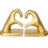 1Pair/2Piece Gold Heart Hands Book Ends, Heavy Duty Resin Decorative