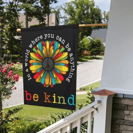 In A World Where You Can Be Anything Be Kind Garden Flag 28 X 40 Inch Peace Outdoor Floral Mini Yard Flag House Flags Double-Sided Farmhouse Sign For Home Garden Decoration