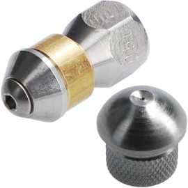 McFilter Pipe Cleaning Nozzle for Pressure Washer, Rigid (3+1 x 0.8 mm - 050) + Rotating (3 x 0.8 mm - 050), Inlet 1/8 Inch Female