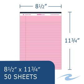 ROARING SPRING Enviroshades Recycled Legal Pads, 12 Pack, 8.5" x 11.75" 50 Sheets, Pink