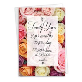 NobleWorks 20th Anniversary Work Milestone Congratulations Notecard (Co-Worker) w/ 5 x 7 Envelope for Men, Women (1 Card) 20 Year Time Count C9088AWG