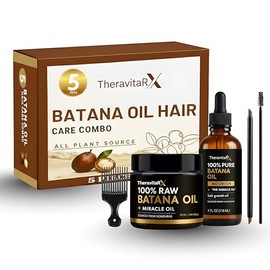 Kit de crecimiento del cabello de Batana Oil – Juego de 5 piezas: aceite de batana puro crudo de 4 onzas + pasta de 4.2 onzas + herramientas para pestañas y cejas – Tratamiento orgánico para cuero