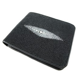 Pelgio Genuine Stingray Skin Leather Removable Credit Card ID Wallet Black
