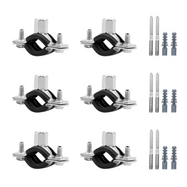 6 Pcs 0.8-1 Inch Split Ring Pipe Hanger, 20-25mm Heavy Duty Adjustable Pipe Bracket Clamp with Screw & Expansion Tube, Wall Ceiling Mount Combination Thread M8/M10 Metal Pipe Clamps