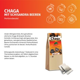 Chaga Pilz mit Schisandra Beeren portioniert in 120 Beuteln je 1g wild gesammelt Schonend getrocknet vegan inkl. Broschüre mit vielen Rezepten (120 g (1er Pack))