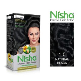 Nisha cream hair color no ammonia cream formula permanent Fashion Highlights and rich bright long-lasting colour Natural Black (pack of 3)