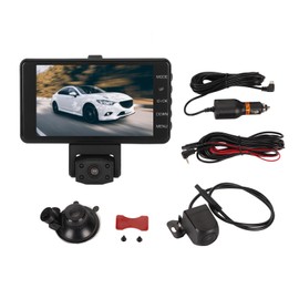 Car Recorder Triple Lens Rotatable 2K HD Night Vision 3.9 Inch IPS Display with Reversing Camera Dash Cam for Driving