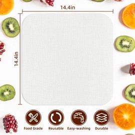 15 Pack Silicone Dehydrator Sheets, Fruit Leather Trays, 14.4" x 14.4" Dehydrator Sheets, for Food Dehydrator, Meat Dehydrator, Gruit Dehydrator