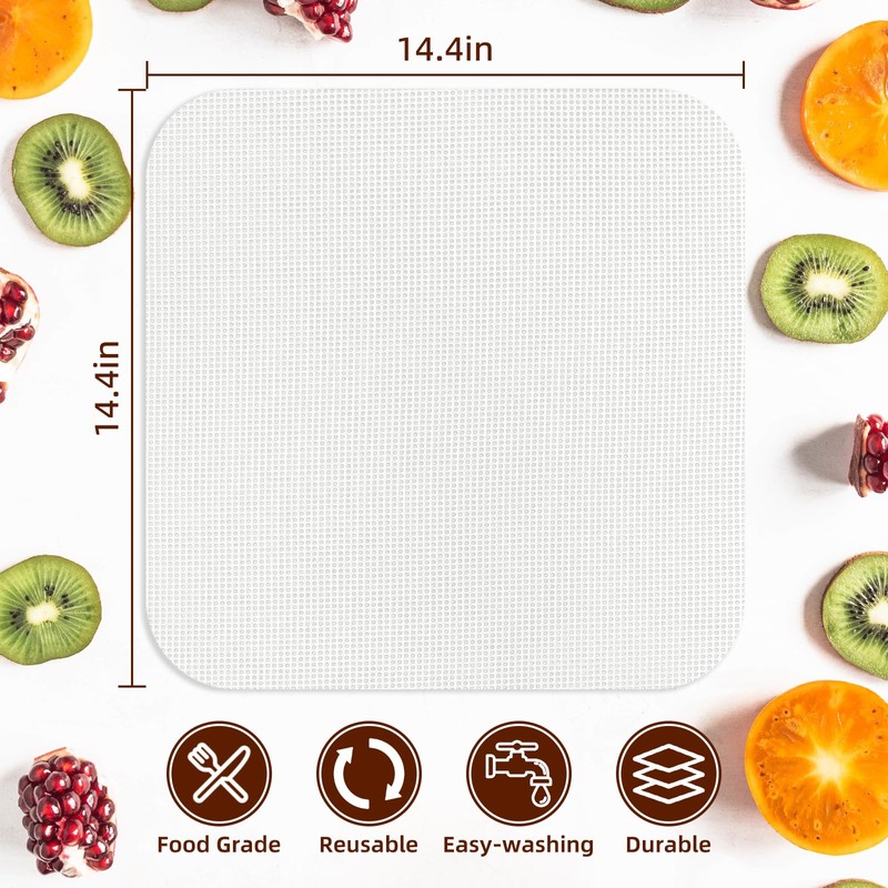 15 Pack Silicone Dehydrator Sheets, Fruit Leather Trays, 14.4" x