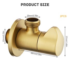 2 Pieces Angle Valve 1/2 Inch, High Temperature and High Pressure Resistance, Angle Valve, Safety Switch for Household Water, Suitable for Kitchen Taps, Bathroom Taps, Toilets (Gold)