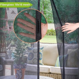 Risareyi Fiberglass Magnetic Screen Door Actual Size 30"x80", Black Bugs Net Thicker Mesh Curtain Screen with Magnets Heavy Duty for Front Door, Keep Bugs Out, Full Frame Hook & Loop