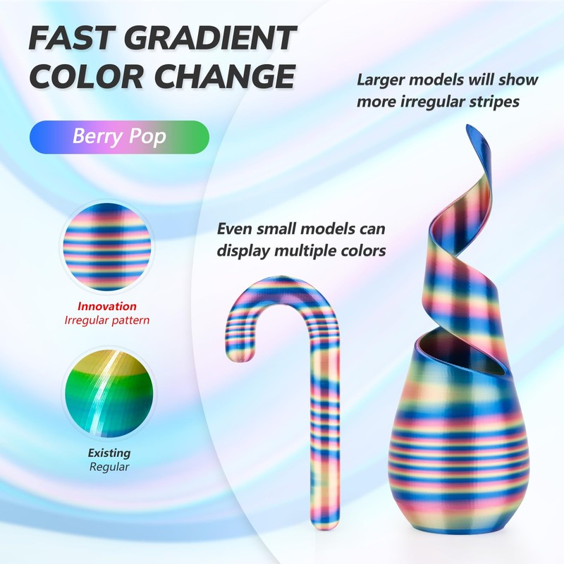 AMOLEN Silk PLA 3D Printer Filament Bundle, Shiny Multicolor Rainbow