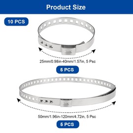KineticKraft 10Pcs Adjustable Stainless Steel Drive Shaft Joint kit, CV Boot Clamp Assortment Kit, CV Joint Boot Clamps Kit, Small and Large CV Joint Boot Bands, Axle Repair Clamps for Most Cars