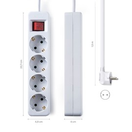 Famatel Ecosockets 4 Sockets with On/Off Switch 1.5 m Up to 3680 W Child Lock Alignment of Sockets to 45º Prevents Hidden Consumption White 9/704