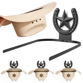 Cowboy Hat Holder Wall Mount Metal Western Horseshoe Hat Rack 4 Pack Black