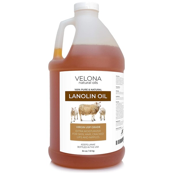 Lanolin Oil USP Grade by Velona - 64 oz | 100% Pure and Natural Carrier Oil | Refined, Cold pressed | Skin, Hair, Body & Face Moisturizing | Use Today - Enjoy Results