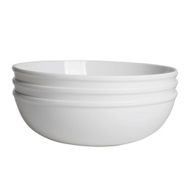 M&B GWPP Melamine Large Serving bowls, Salad Bowls for Popcorn, Soup, Pasta, Pho, Snack - Mixing Bowls for Entertaining and Kitchen (White)