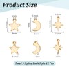 UNICRAFTALE 36 Pieces 3 Styles 18 Carat Gold-Plated Moon Star