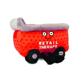 Punchkins Retail Therapy Shopping Cart Plushie - Funny Pun Meme Gag Gift, Stocking Stuffer Present, Great for Emotional Support, Fun Desk Accessory